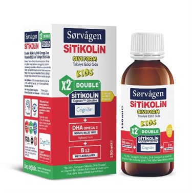 SORVAGENVİTAMİN-MİNERALLERSorvagen Double Sitikolin Sıvı Form-Sitikolin DHA Omega 3 ve B12 150 ml