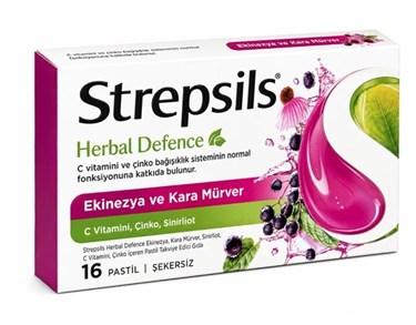 STREPSILSGÖZ-KULAK BURUN BOĞAZ SAĞLIĞIStrepsils Herbal Defence Karamürver & Ekinezya 16 Pastil