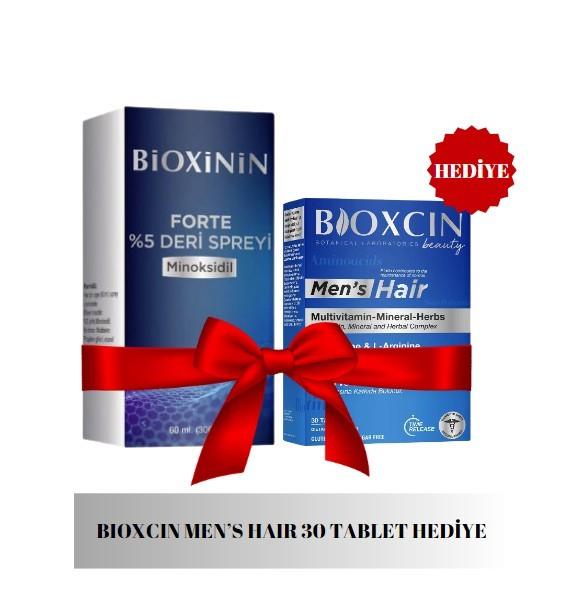 BİOXCİNSAÇ BAKIM SETİBioxinin Forte Minoksidil %5 Deri Spreyi 60 ml + Bioxcin Men's Hair 30 Tablet HEDİYE 