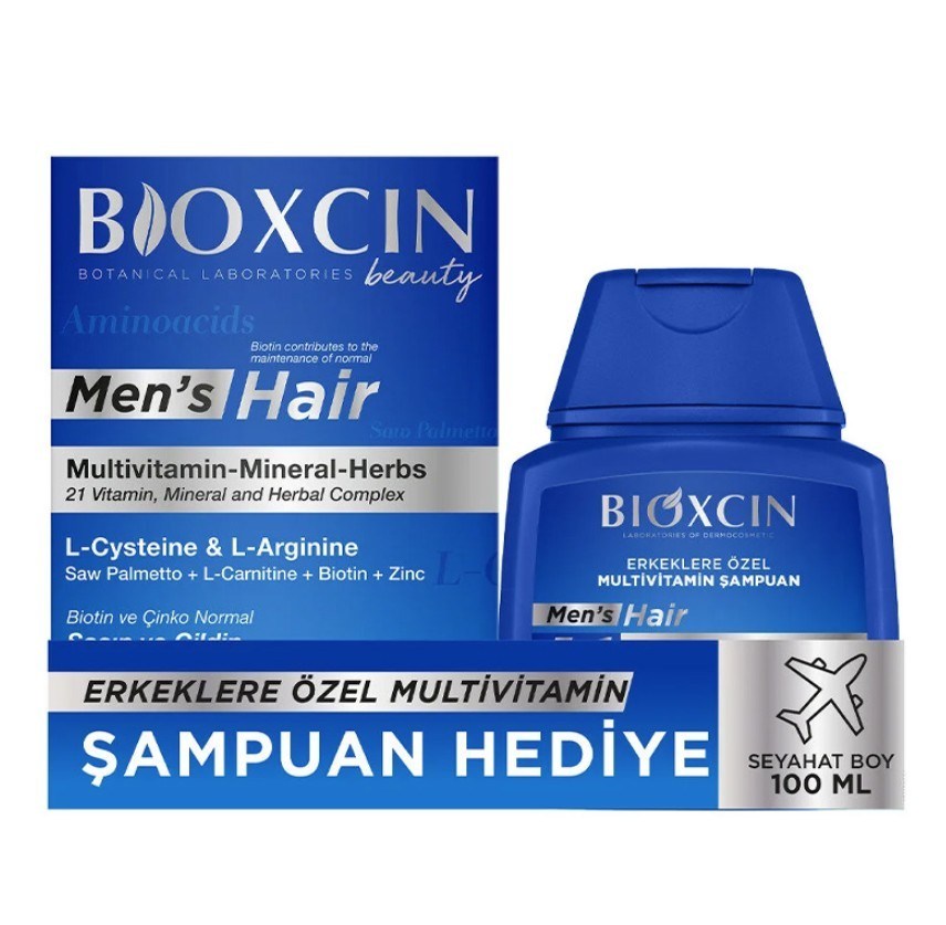 BİOXCİNSAÇ BAKIM ÜRÜNLERİBioxcin Men Hair Set  Erkeklere Özel Multivitamin SET- 30 Tablet + Şampuan 100 ml Hediyeli