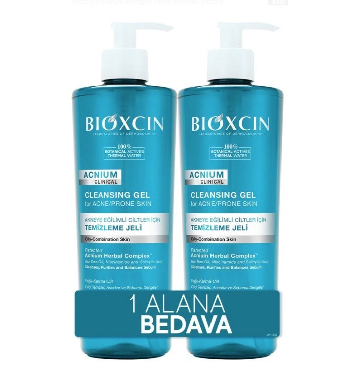 BİOXCİNYÜZ TEMİZLEYİCİLERBioxcin Acnium Sebum Dengeleyici Yüz Yıkama Jeli 500 ml + 500 ml Avantaj Paket