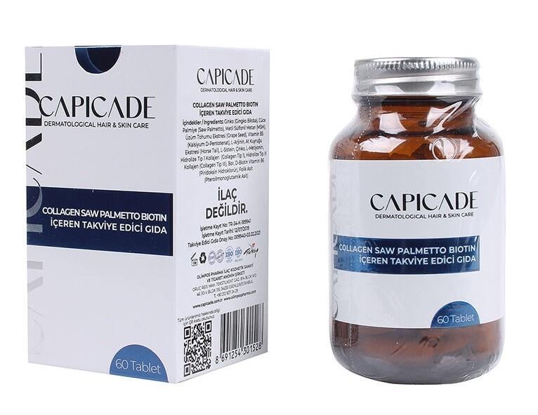 CAPİCADEKOLAJENLERCapicade Collagen Saw Palmetto Biotin İçeren Takviye Edici Gıda 60 Tablet
