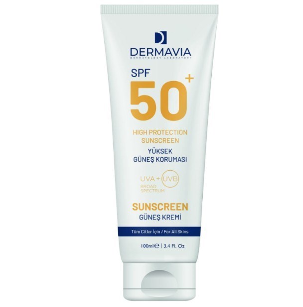 DERMAVIAGÜNEŞ ÜRÜNLERİDermavia SPF 50+ Su Bazlı Güneş Kremi 100 ml - UVA/UVB Koruma, Parfümsüz, Tüm Cilt Tipleri için