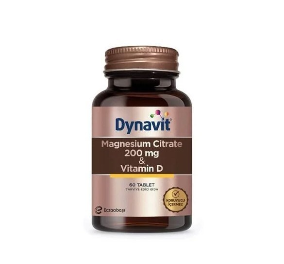 DYNAVİTVİTAMİN-MİNERALLERDynavit Magnesium Citrate 200 mg & Vitamin D 60 Tablet