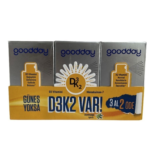 GOODDAYVİTAMİN-MİNERALLERGoodday Vitamin D3 K2 Sprey 20 ml 3'lü  Avantajlı Paket