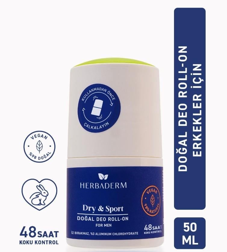 HerbadermDEODORANT & ROLL-ONHerbaderm Dry Sport Doğal Deo Roll On For Men 50 ml