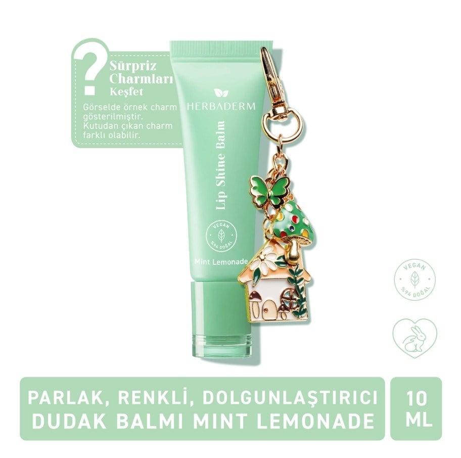 HerbadermDUDAK BAKIM ÜRÜNLERİHerbaderm Parlak Dudak Balmı Limonata Aromalı 10 ml (Charm Hediyeli)