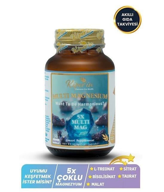 KİPERİNVİTAMİN-MİNERALLERKiperin 5x Çoklu Magnezyum Taurat Bisglisinat Malat Sitrat L-Treonat Akıllı Gıda Takviyesi 60 Kapsül