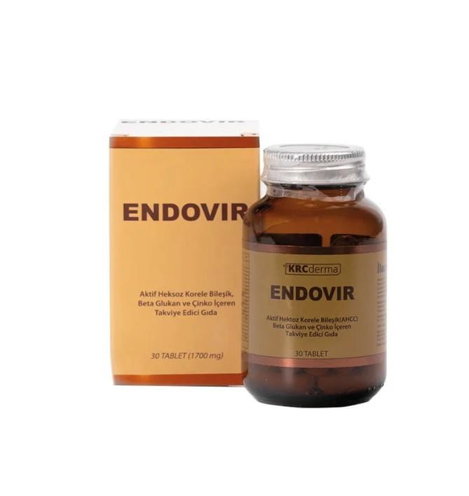 Krc DermaVİTAMİN-MİNERALLERKrc Derma Endovir Beta Glukan ve Çinko İçeren Takviye Edici Gıda 30 Tablet