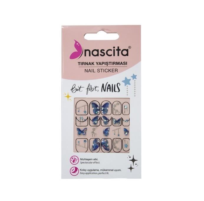 NascitaKOZMETİKNascita Tırnak Üstü Sticker Mavi Kelebek Temalı
