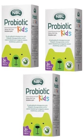 NBLPROBİYOTİKLERNBL Probiotic Kids 30 Çiğneme Tableti 3'lü