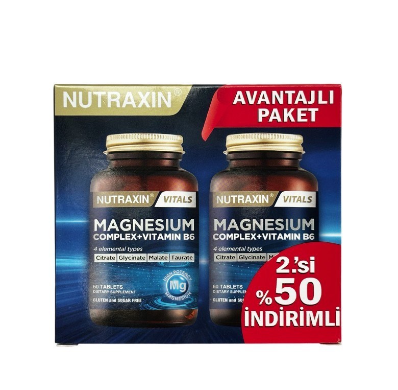 NUTRAXINVİTAMİN-MİNERALLERNutraxin Magnesium Complex Vitamin B6 60 Tablet - 2.si %50 İndirimli