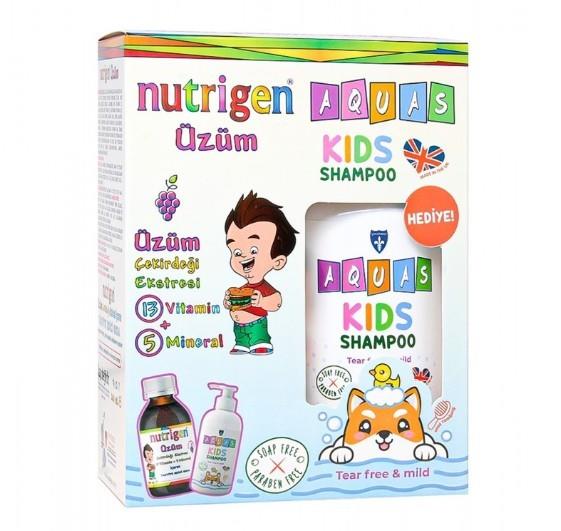 NUTRİGENÇOCUKLAR İÇİN BESİN TAKVİYELERİNutrigen Üzüm Çekirdeği Ekstreli Şurup 200 ml Aquas Kids Şampuan Hediye