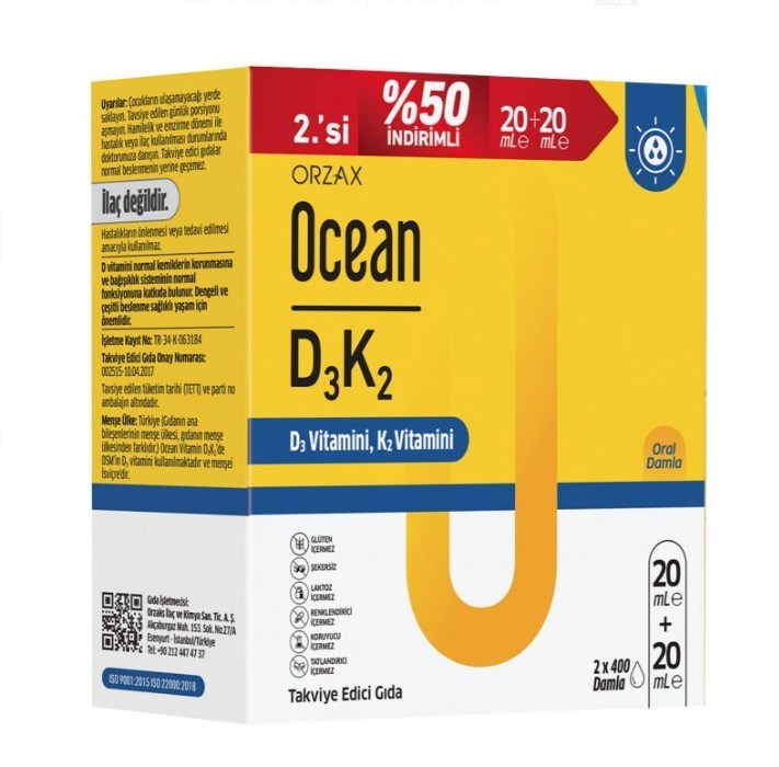 ORZAXVİTAMİN-MİNERALLEROrzax Ocean D3 K2 20 ml Avantajlı Paket