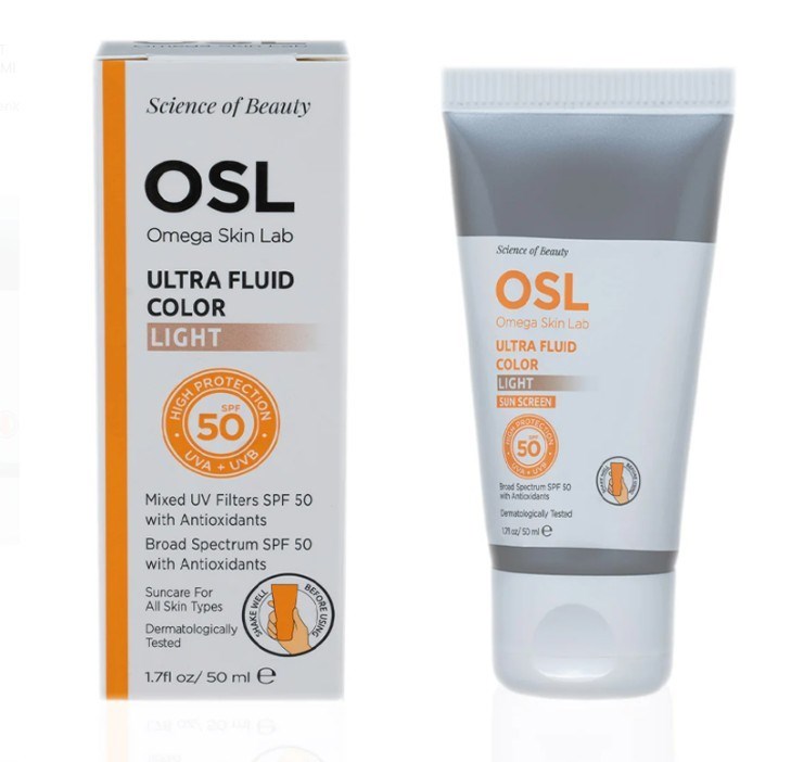 Osl Omega Skin LabYÜZ GÜNEŞ ÜRÜNLERİOsl Omega Skin Lab Ultra Fluid Color Light Hassas Yağlı ve Sivilceye Yatkın Ciltler için SPF50+ 50 ml 