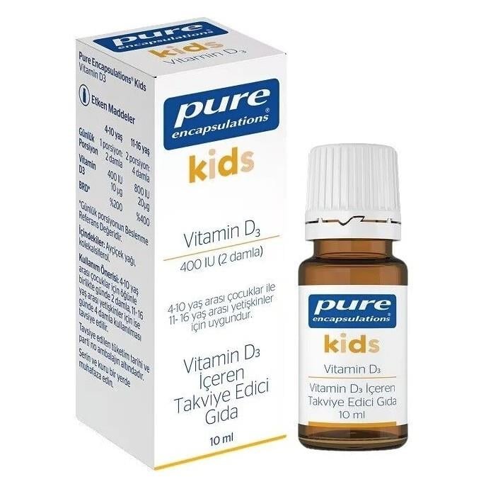 Pure EncapsulationsÇOCUKLAR İÇİN BESİN TAKVİYELERİPure Encapsulations Kids Vitamin D3 400 Damla 10 ml