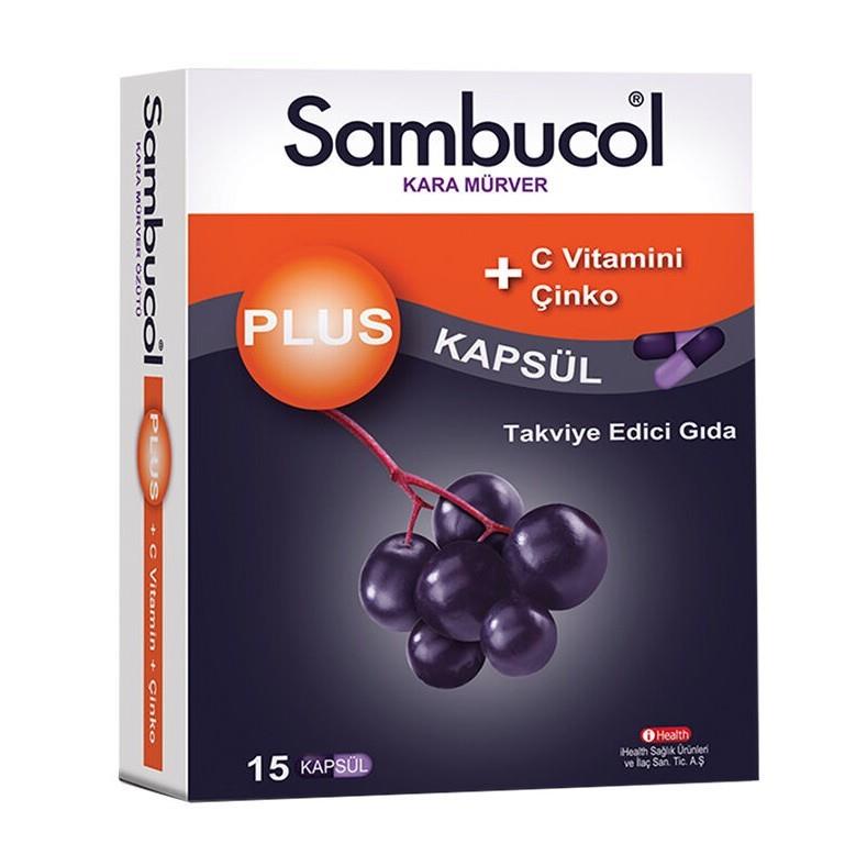 SAMBUCOLVİTAMİN-MİNERALLERSambucol Plus Kara Mürver Özütü + C Vitamini & Çinko 15 Kapsül