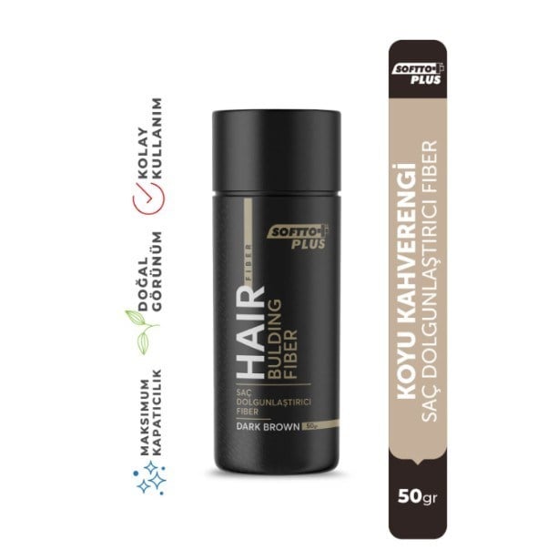 SOFTTOSAÇ BAKIM ÜRÜNLERİSoftto Plus Saç Dolgunlaştırıcı Anında Dolgunluk Sağlayan Koyu Kahverengi Fiber 50 gr