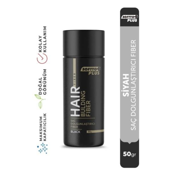 SOFTTOSAÇ BAKIM ÜRÜNLERİSoftto Plus Saç Dolgunlaştırıcı Anında Dolgunluk Sağlayan Siyah Renk Fiber 50 gr