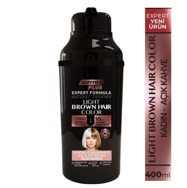 SOFTTOŞAMPUANLARSoftto Plus Expert Women Light Brown Hair Color–Açık  Kahverengi Geliştirilmiş Formül Doğal Görünüm 400 ml
