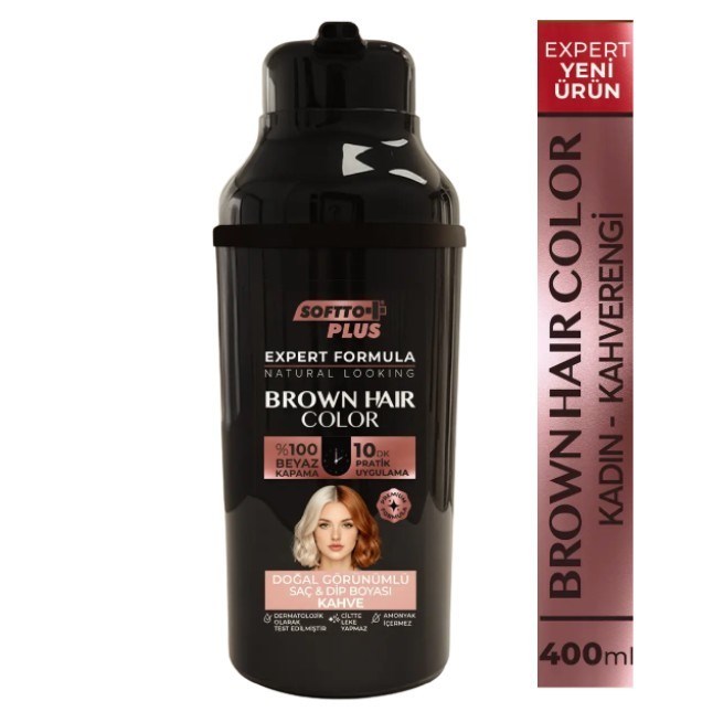 SOFTTOŞAMPUANLARSoftto Plus Expert Women Brown Hair Color – Kahverengi Geliştirilmiş Formül Doğal Görünüm 400 ml