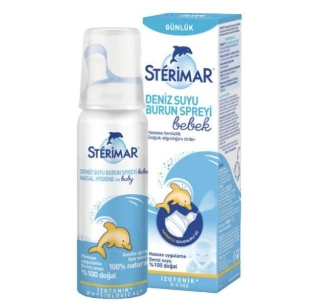STERİMARGÖZ-KULAK BURUN BOĞAZ SAĞLIĞISterimar Baby Pamper Bebek İzotonik Günlük Deniz Suyu Burun Spreyi 50 ml