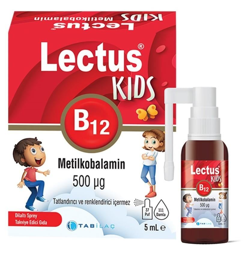TAB İLAÇÇOCUKLAR İÇİN BESİN TAKVİYELERİLectus Kids B12 Metilkobalamin 500 mcg 5 ml Sprey