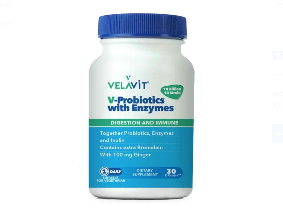 VELAVİTPROBİYOTİKLERVelavit V-Probiotics With Enzymes 30 Kapsül
