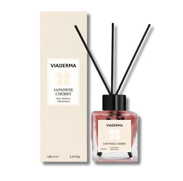 VİADERMAEV BAKIM Viaderma Kare Şişe Japon Kiraz Esası Bambu Çubuklu Oda Kokusu 100 ml