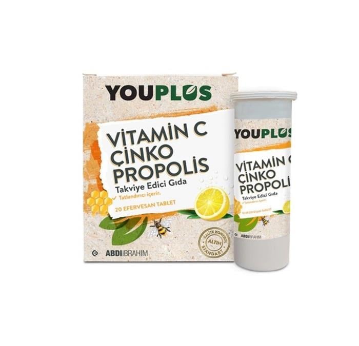 YOUPLUSVİTAMİN-MİNERALLERYouplus Vitamin C & Çinko & Propolis 20 Efervesan Tablet