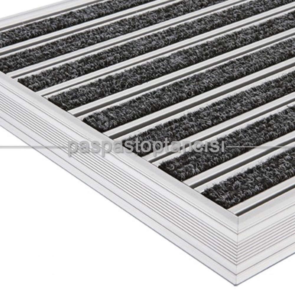 Alüminyum Metal Paspas Bukle Halı Fitilli PM1000 Siyah