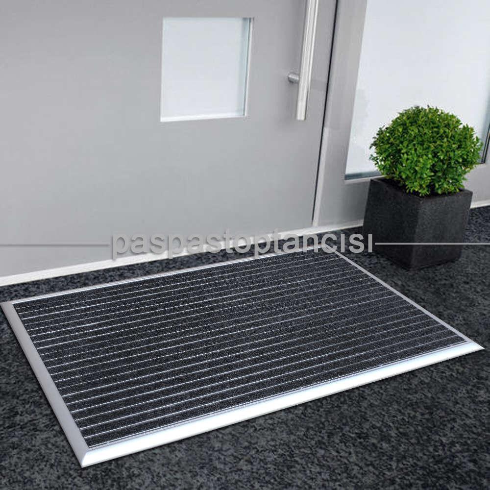 Alüminyum Metal Paspas Bukle Halı Fitilli PM1000 Gri