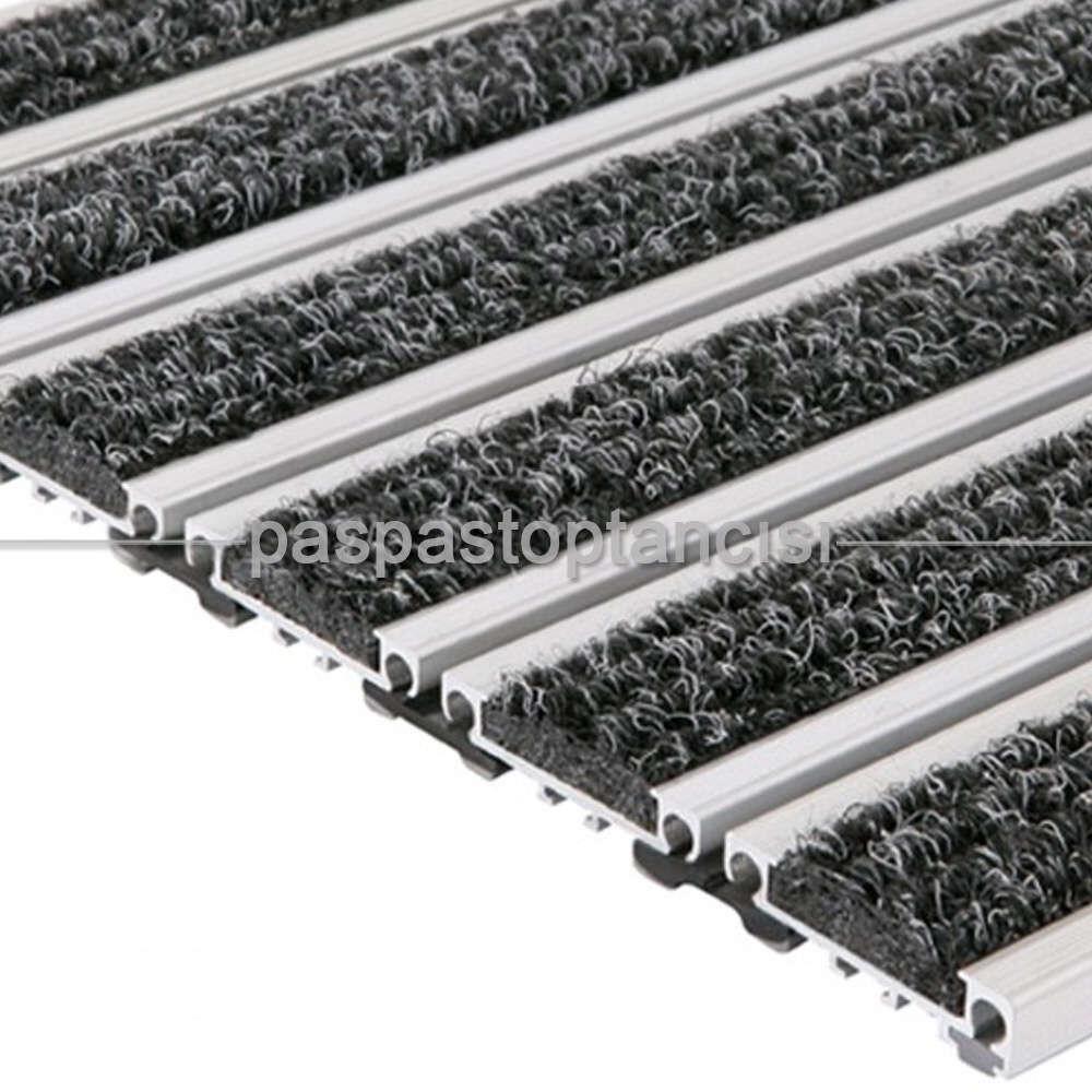 Alüminyum Metal Paspas Bukle Halı Fitilli PM1000 Siyah