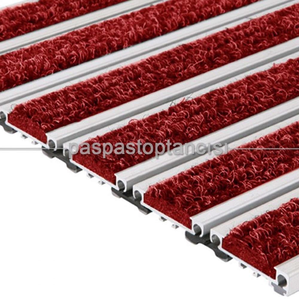 Alüminyum Metal Paspas Bukle Halı Fitilli PM1000 Kırmızı