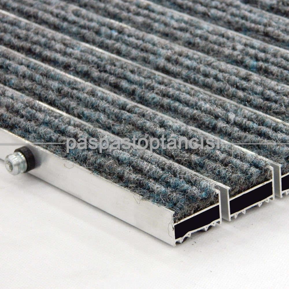 Alüminyum Metal Paspas Halı Fitilli Gri