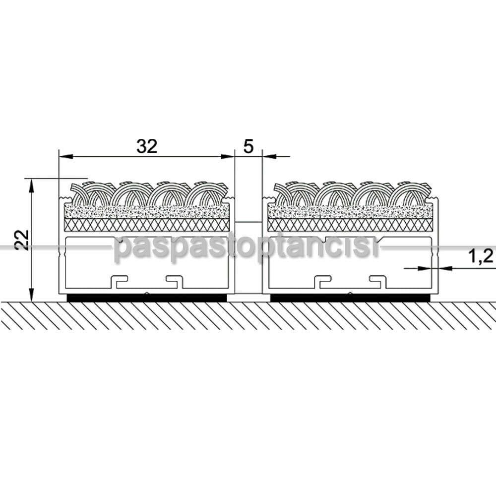 Alüminyum Paspas Bukle Halı Fitilli UM1000 Bej