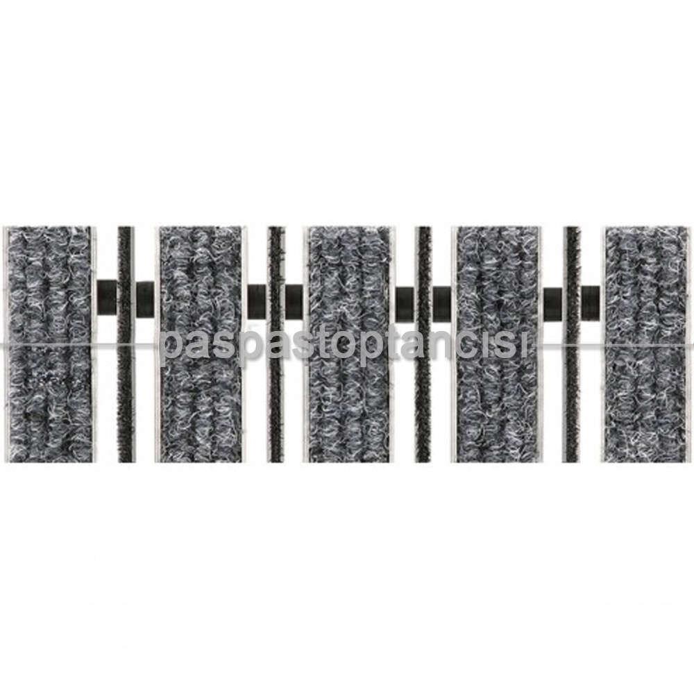 Alüminyum Paspas Bukle Halı Fitilli ve Fırça Sıyırıcılı UM1000F Gri