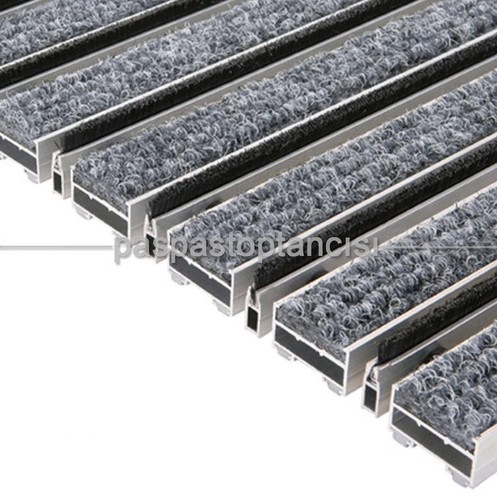 Alüminyum Paspas Bukle Halı Fitilli ve Fırça Sıyırıcılı UM1000F Gri