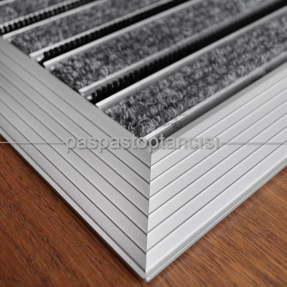 Alüminyum Paspas Bukle Halı Fitilli ve Fırça Sıyırıcılı UM1000F Gri