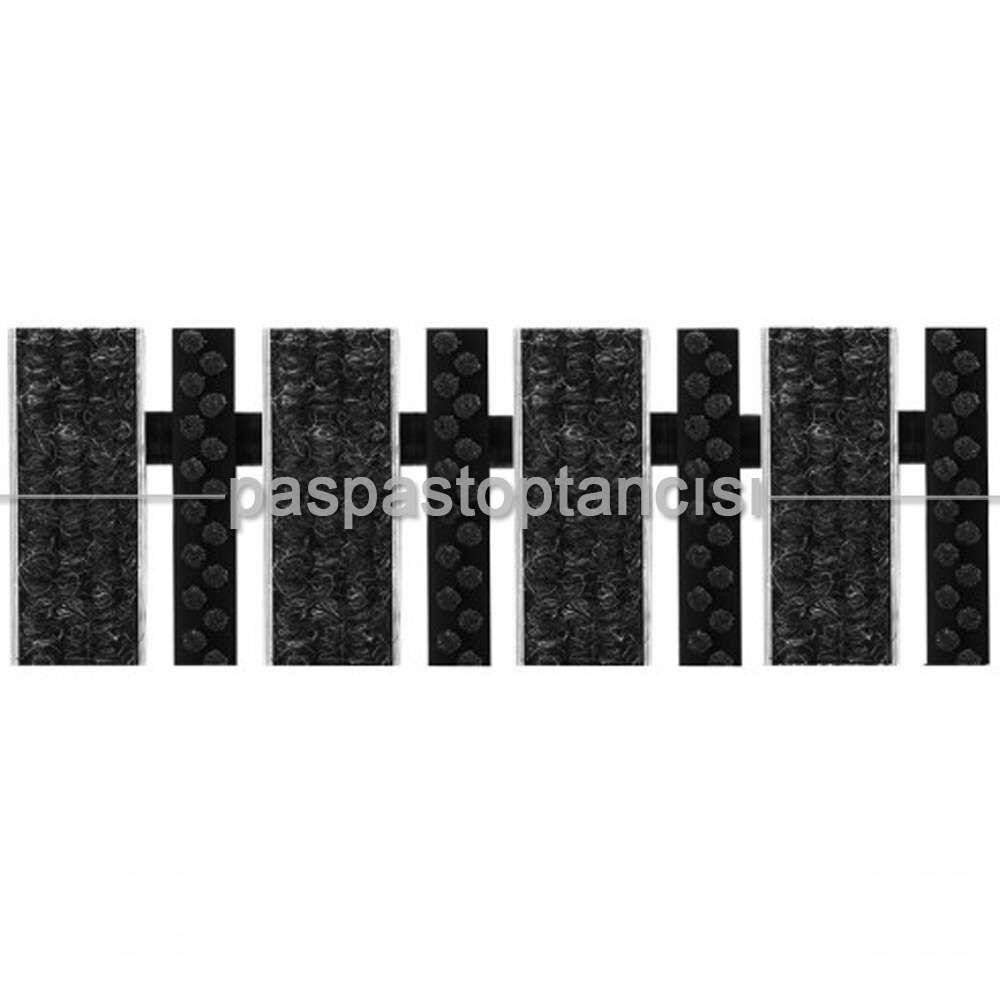 Alüminyum Paspas Bukle Halı Fitilli ve Plastik Fırçalı UM1060 Siyah