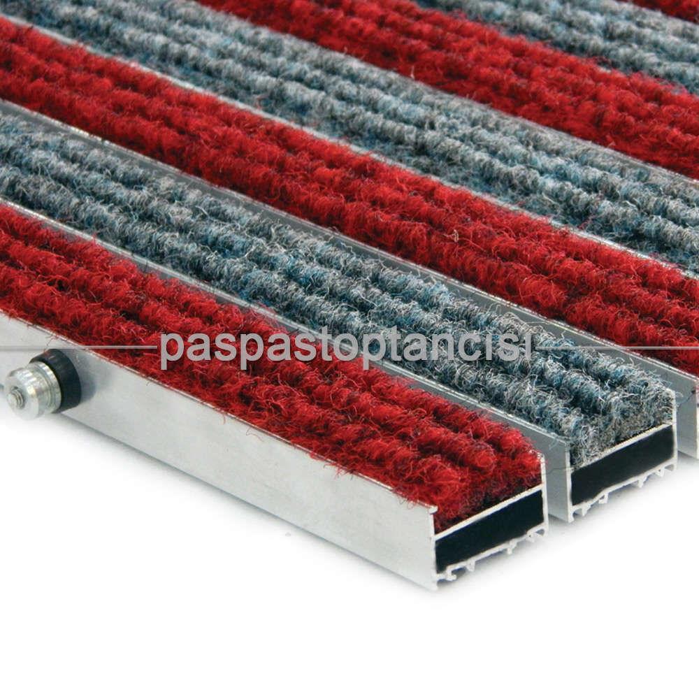 Alüminyum Paspas Halı Fitilli Kırmızı - Gri