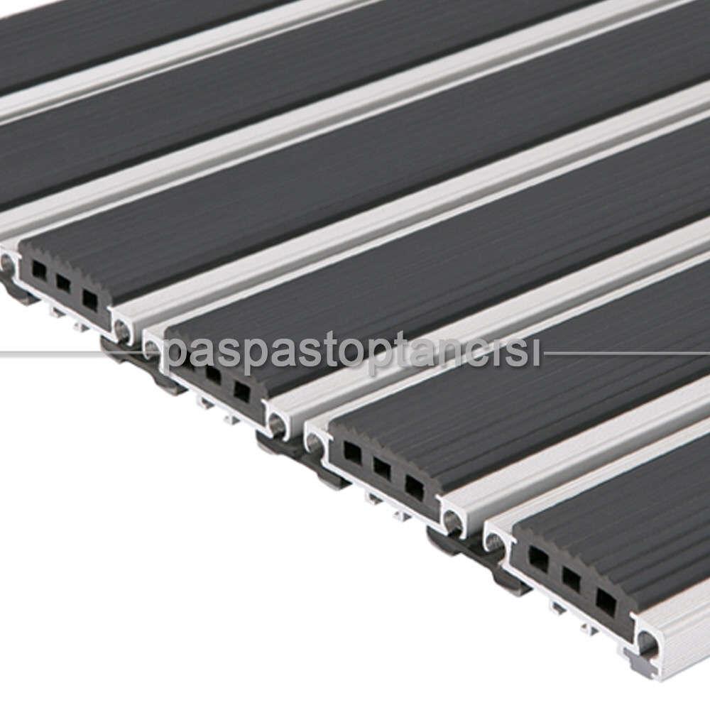 Alüminyum Paspas Yivli PVC Fitilli PM2000 Siyah