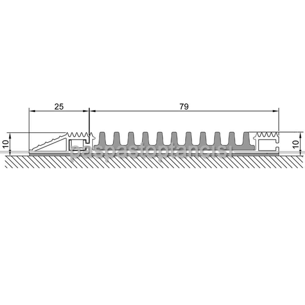 Alüminyum Paspas Yivli PVC Fitilli SM2000 Gri