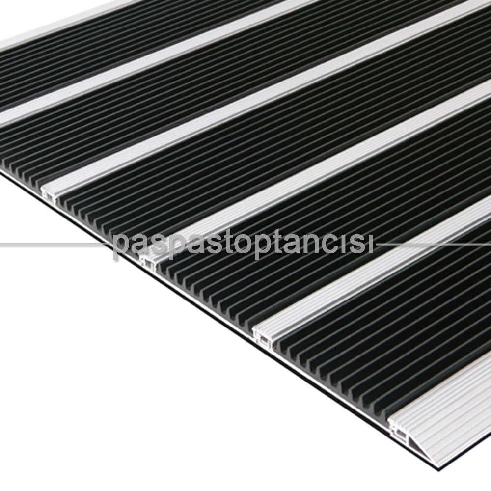 Alüminyum Paspas Yivli PVC Fitilli SM2000 Siyah