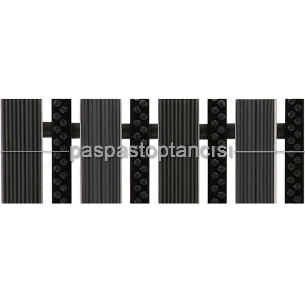 Alüminyum Paspas Yivli PVC Fitilli ve Plastik Fırça Fitilli UM2060 Siyah