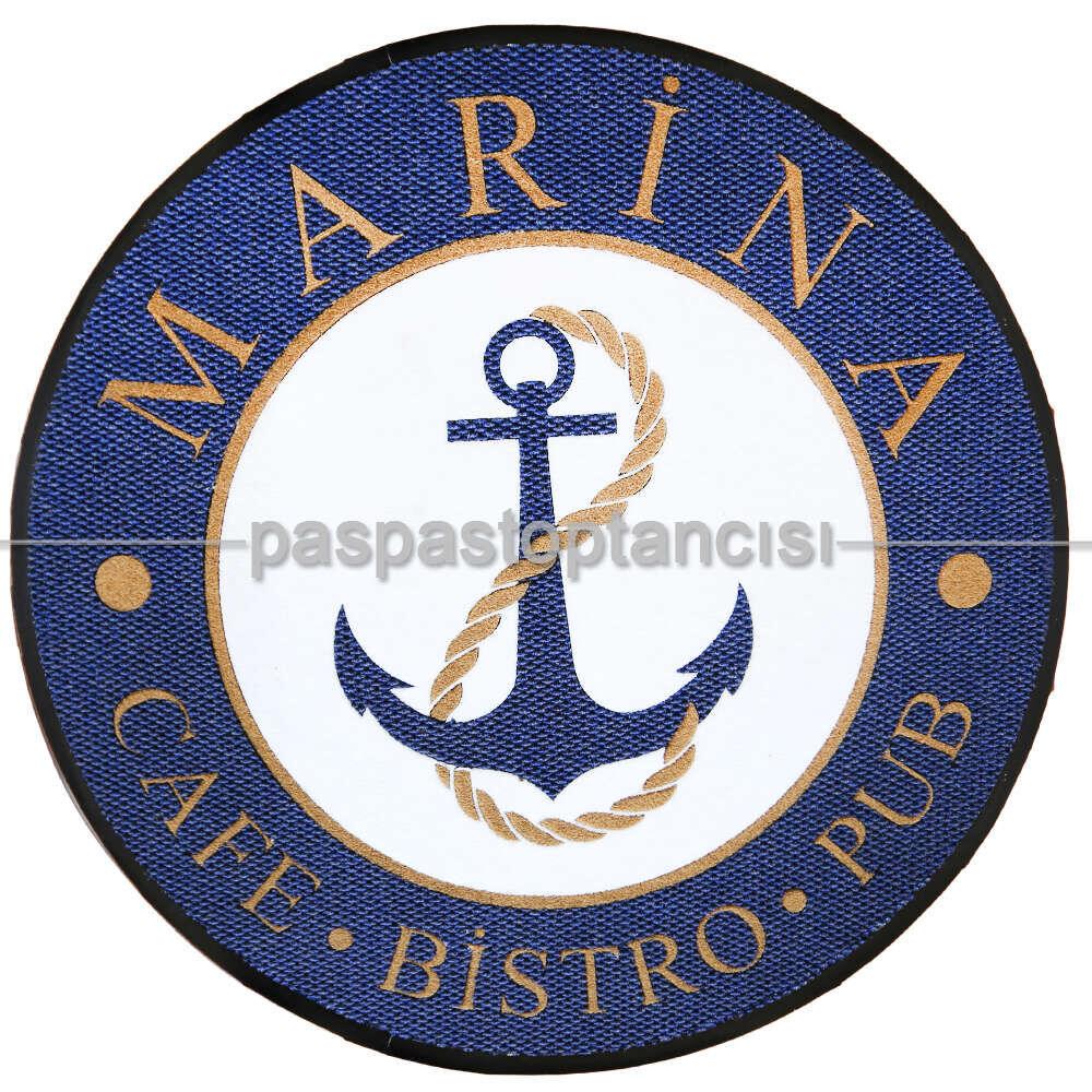 Cafe için Logolu Yuvarlak Paspas