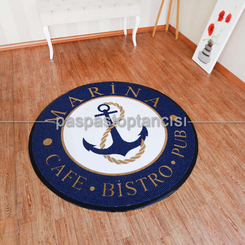 Cafe için Logolu Yuvarlak Paspas