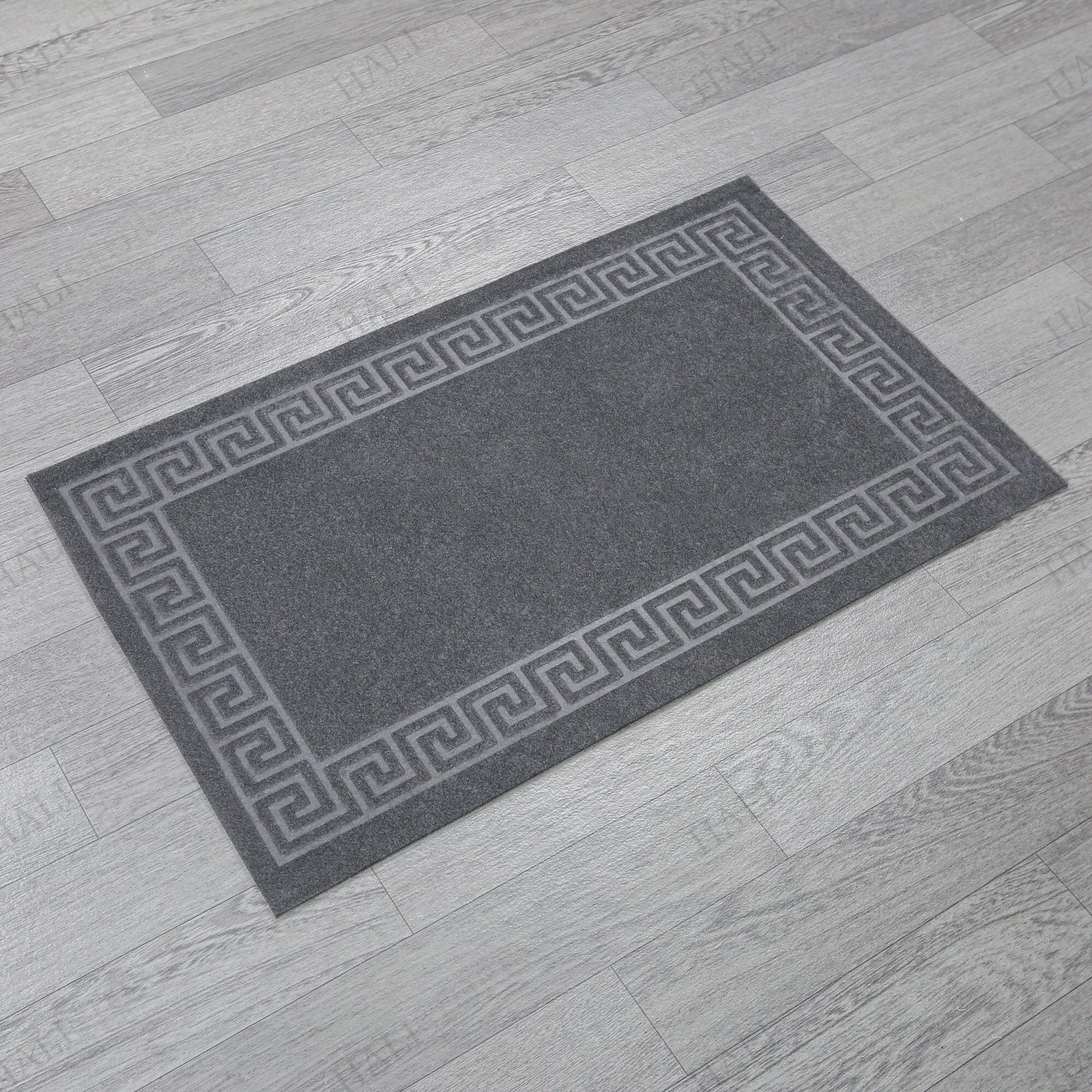 Kabartmalı Çerçeveli Gri Kapı Paspası