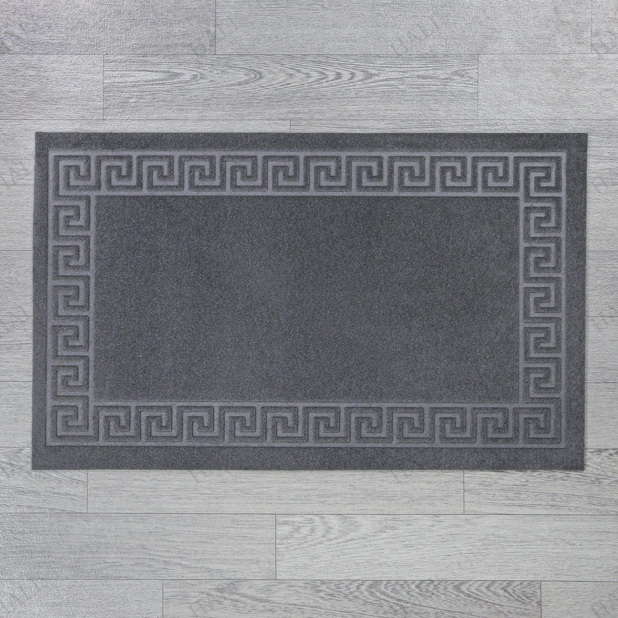 Kabartmalı Çerçeveli Gri Kapı Paspası