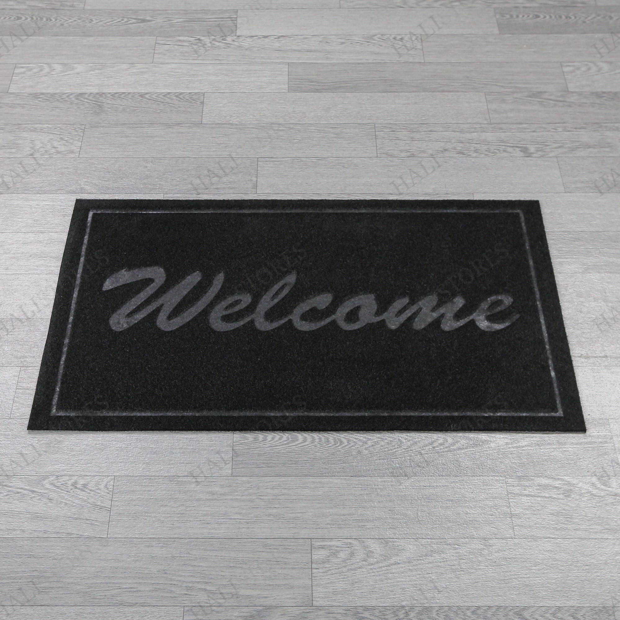 Kabartmalı Welcome Siyah Kapı Paspası